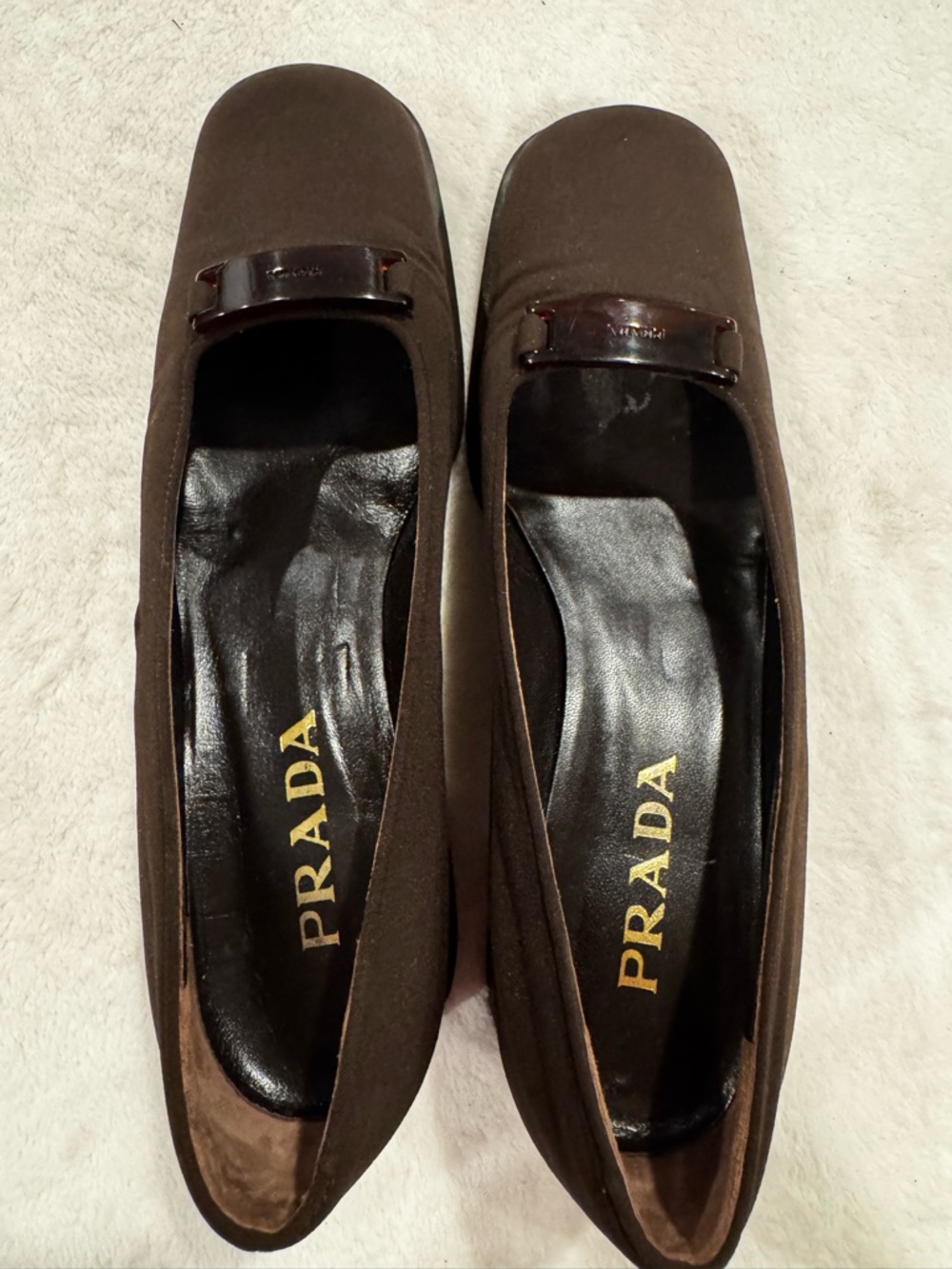 Prada Dark Brown Square-Toe Low Heel shoes - Picture 6 of 6